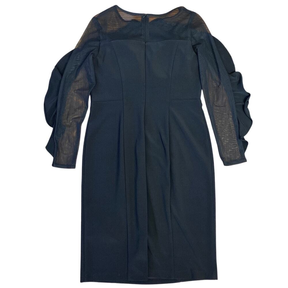 Ruffle Sheer Illusion Little Black Dress Classic Minimal 10 Luxury R&M Richards